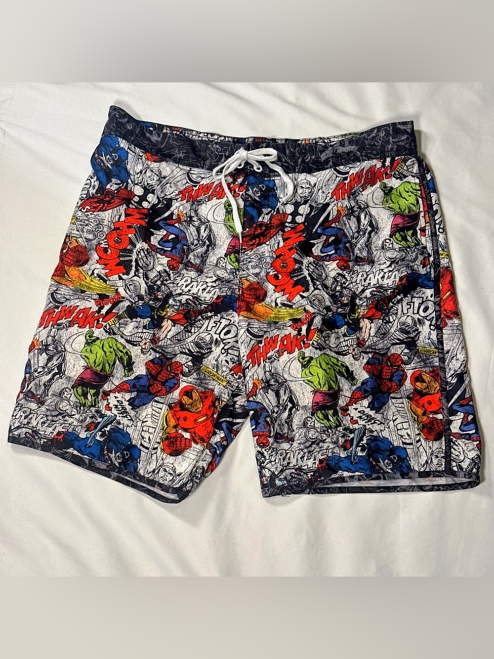 Marvel Men's Comic-Print Swim Shorts - Blue, Red, Green